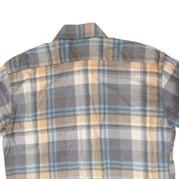CIRCLE OF GENTLEMEN REGULAR FIT 100% COTTON SHIRT BLUE BEIGE PLAID 44 X 17.5 - Picture 10 of 11